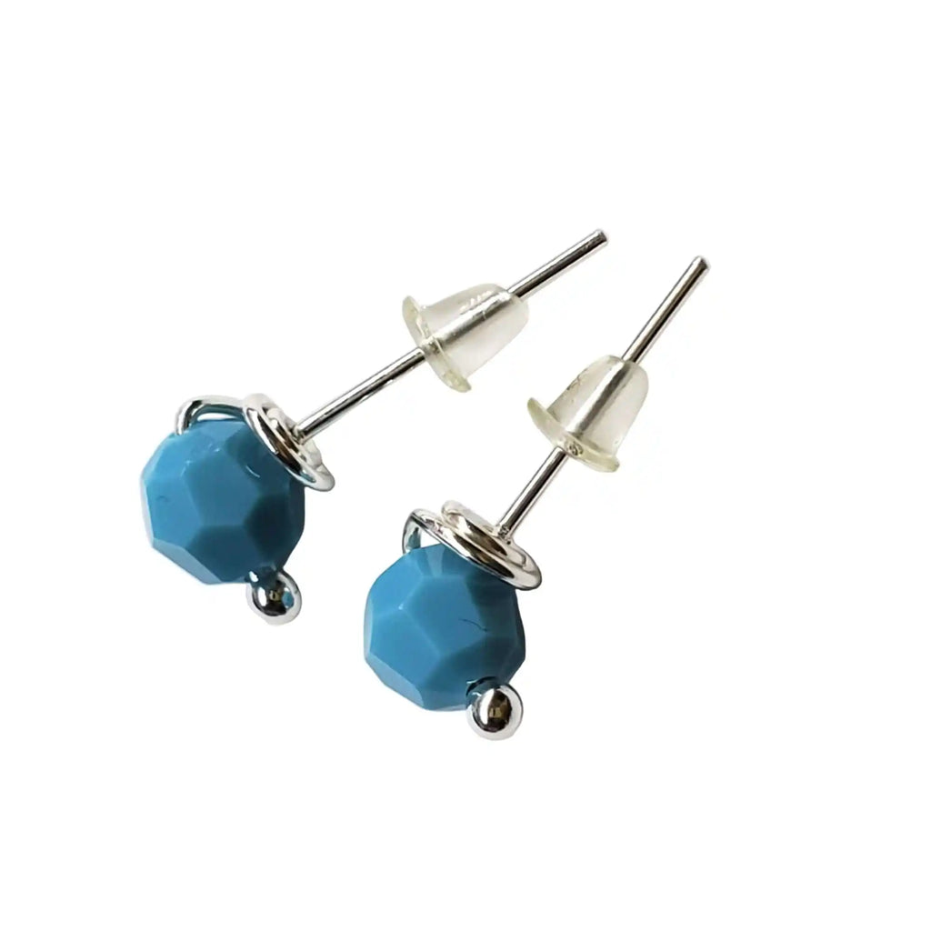 Handmade 6mm Silver Spiral Crystal Stud Earrings-2