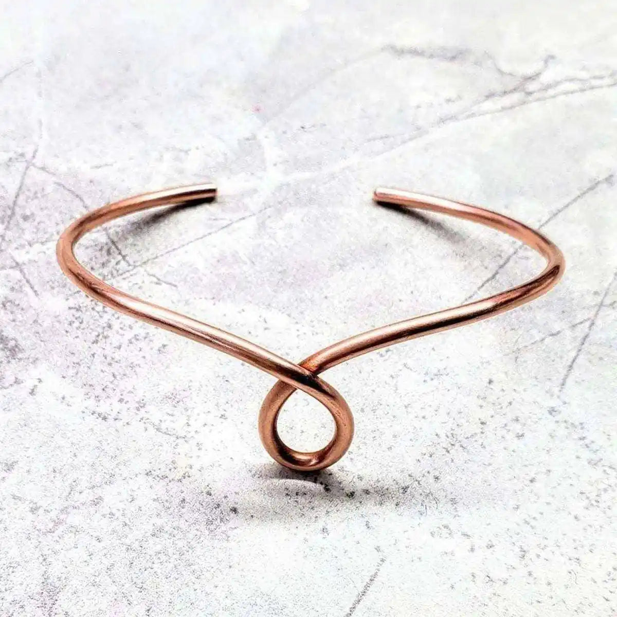 Handmade Sculpted Copper Teardrop Bangle-1