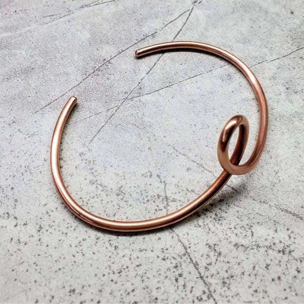 Handmade Sculpted Copper Teardrop Bangle-4