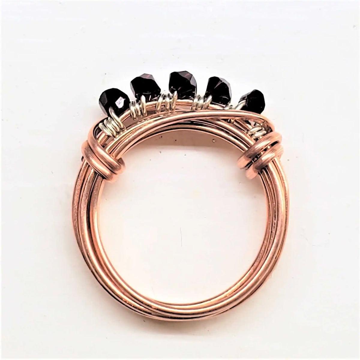 Handmade Wire Wrapped Copper Crystal Birthstone Bling Ring-3