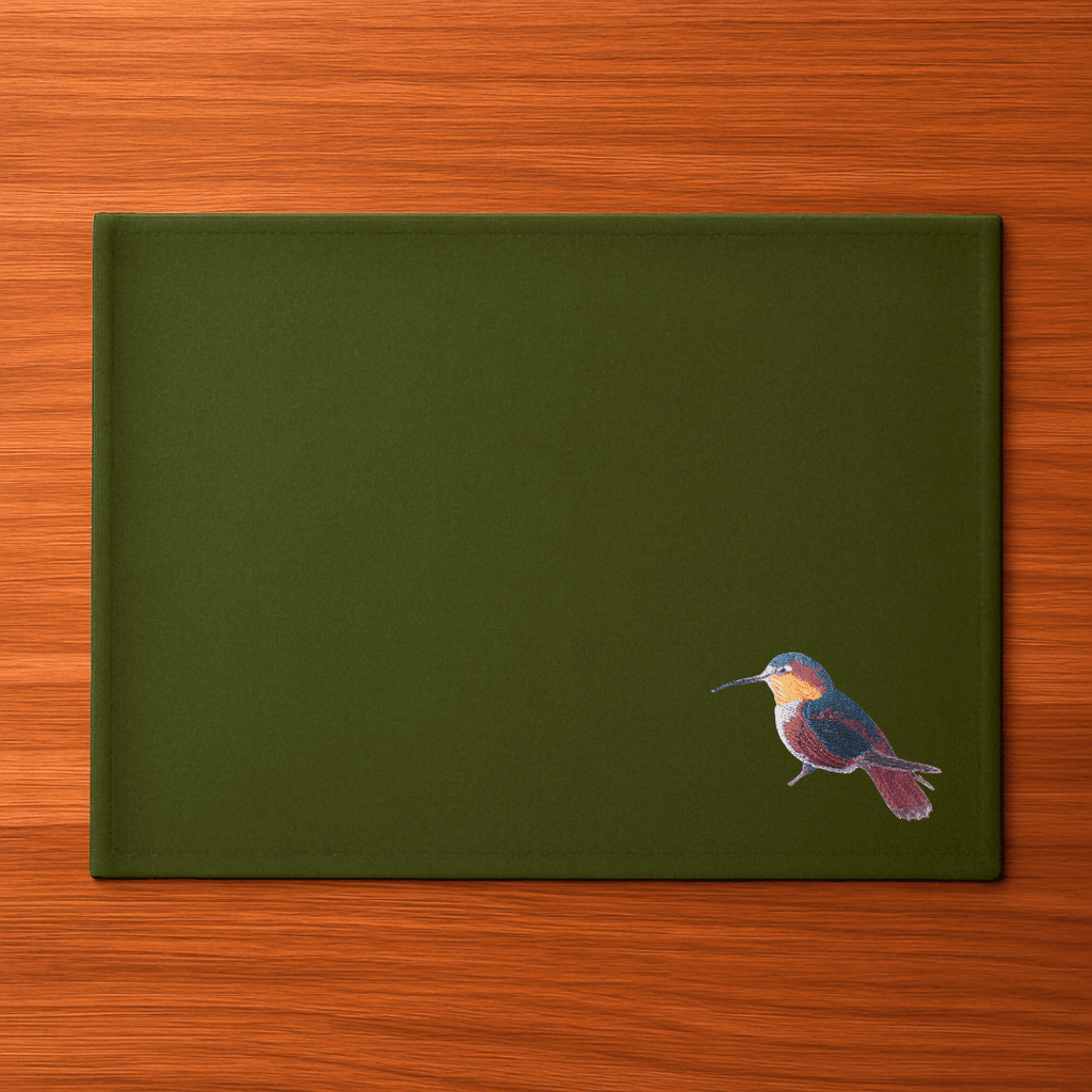 Rectangular cotton canvas Humming Bird Table Mats featuring an elegant nature inspired design for dining — view 3