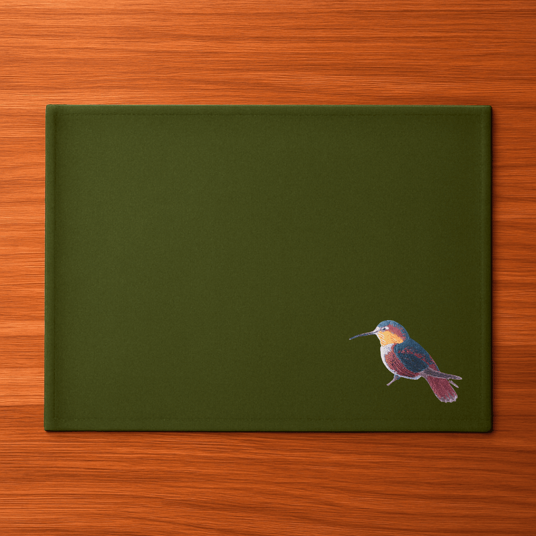 Rectangular cotton canvas Humming Bird Table Mats featuring an elegant nature inspired design for dining — view 3