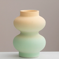 Handmade dopamine gradient ceramic vase with a modern geometric shape and smooth matte finish