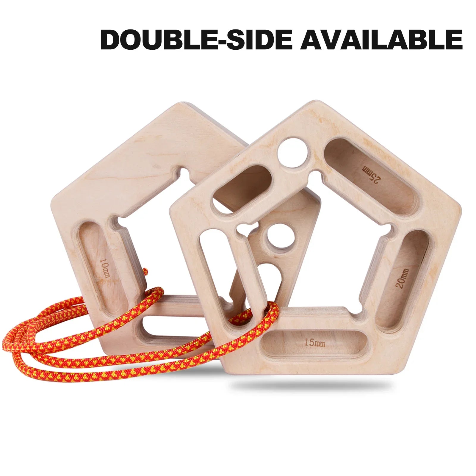 Khaki solid wood portable climbing hangboard fingerboard with mounting ropes for grip training — view 2