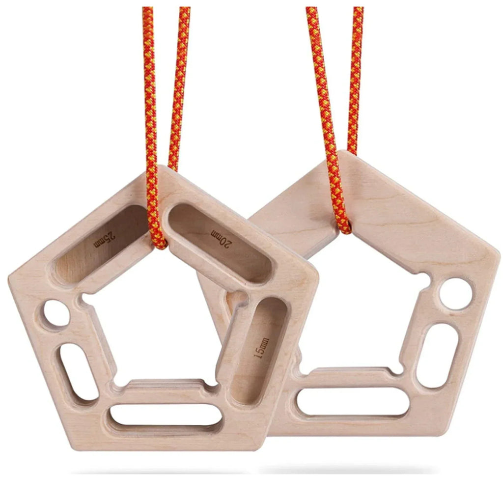 Solid wood double-sided rock climbing hangboard fingerboard with rope for grip training