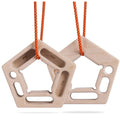 Solid wood double-sided rock climbing hangboard fingerboard with rope for grip training