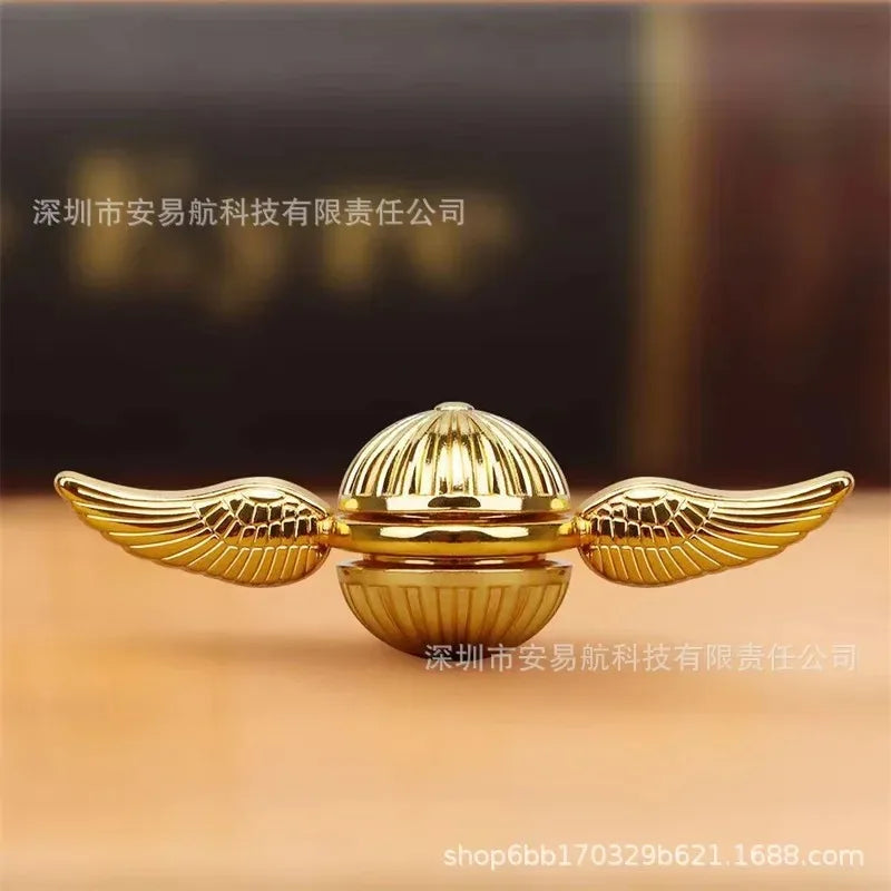 Golden Snitch metal fidget spinner in brilliant gold finish for stress relief and anxiety reduction — view 5