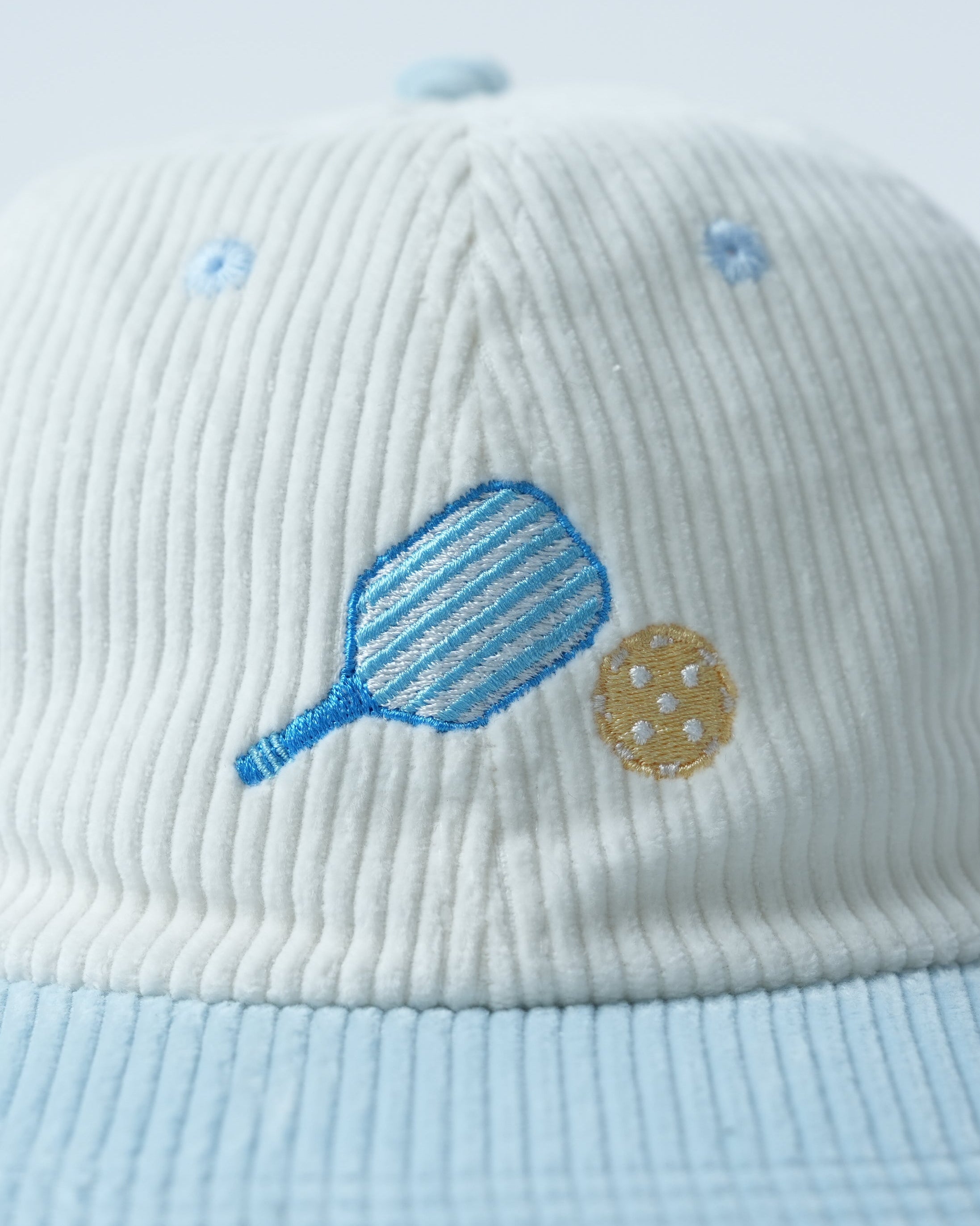 Vintage corduroy Pickleball Champ hat featuring custom front embroidery and an adjustable back strap — view 3