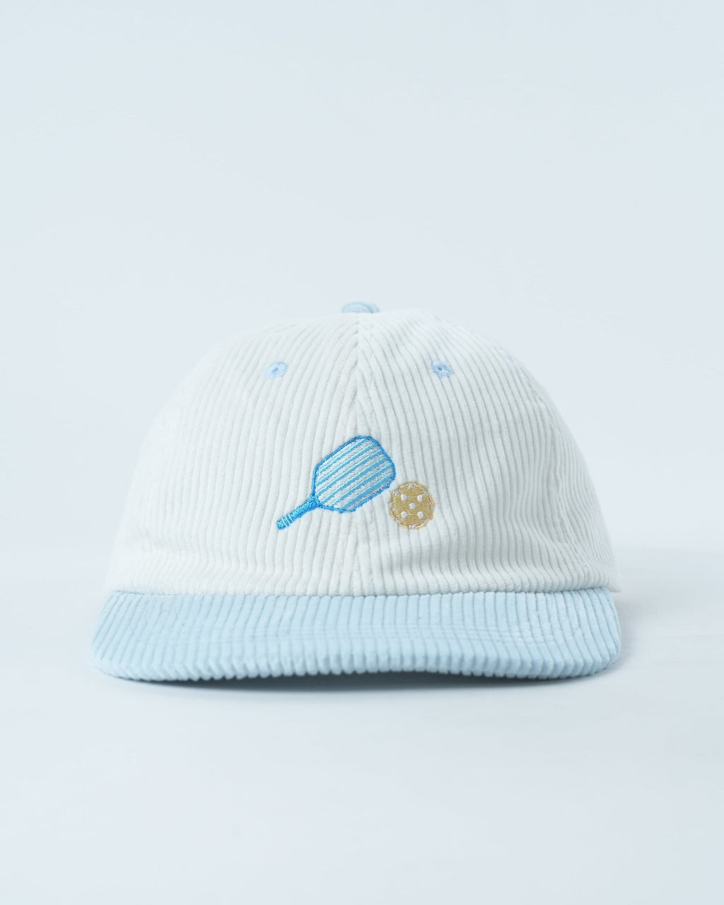 Vintage corduroy Pickleball Champ hat featuring custom front embroidery and an adjustable back strap