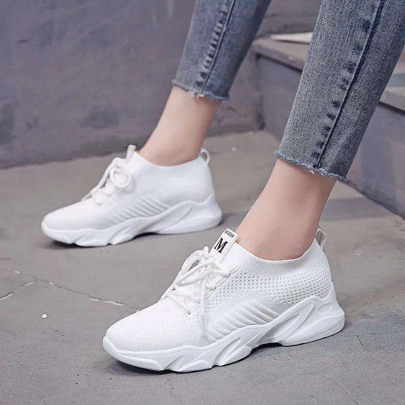 Fly weave casual running sneakers with breathable mesh upper and slip resistant rubber sole — view 4