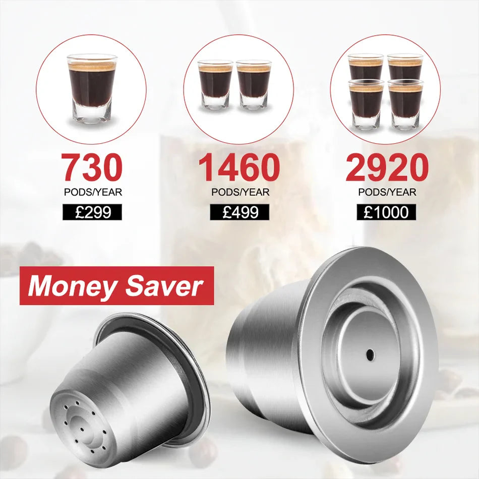Steel reusable Nespresso pod in food-grade stainless steel for custom espresso brewing at home — view 5