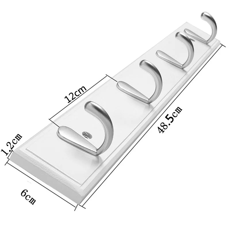 Bamboo wood four hook wall mounted coat and hat rack with silver zinc alloy hardware — view 3