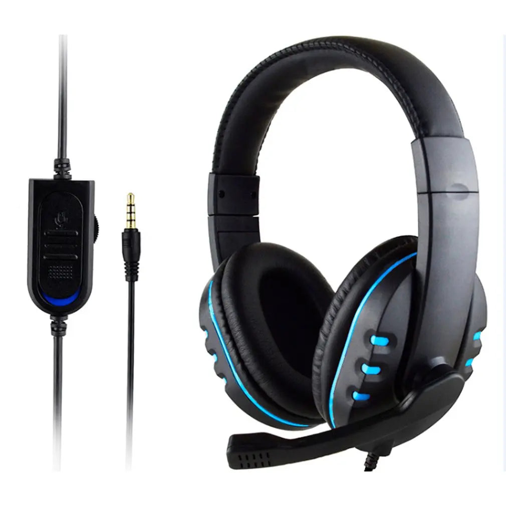 Black and blue wired gaming headset with omnidirectional microphone and soft ear pads — view 5