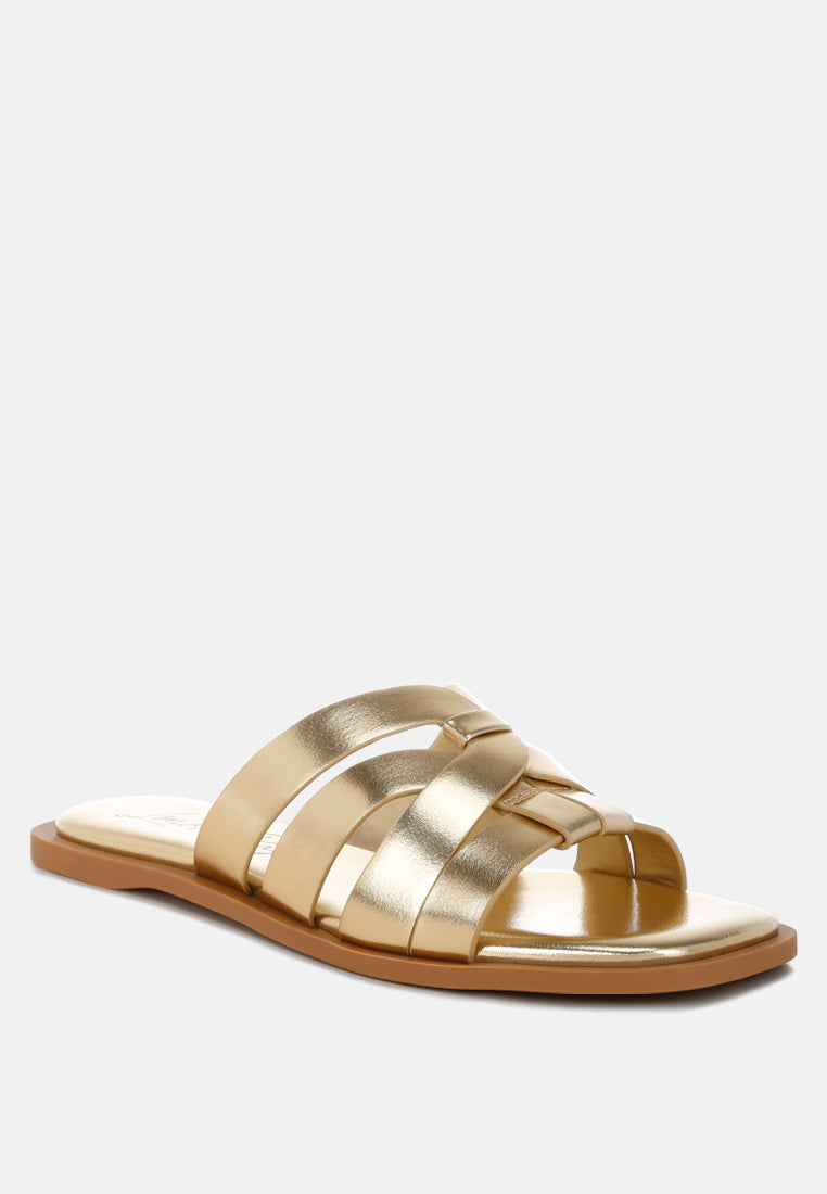 Hebal Metallic Faux Leather Slip Ons By FT-1