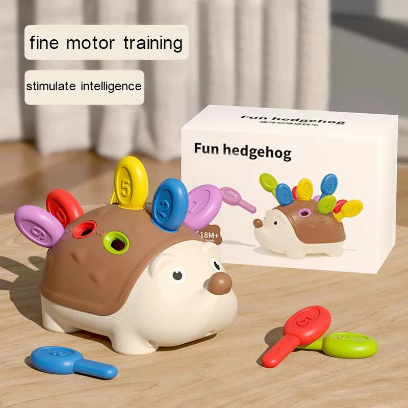 Hedgehog Montessori sensory toy in colorful durable plastic for toddler fine motor skill development