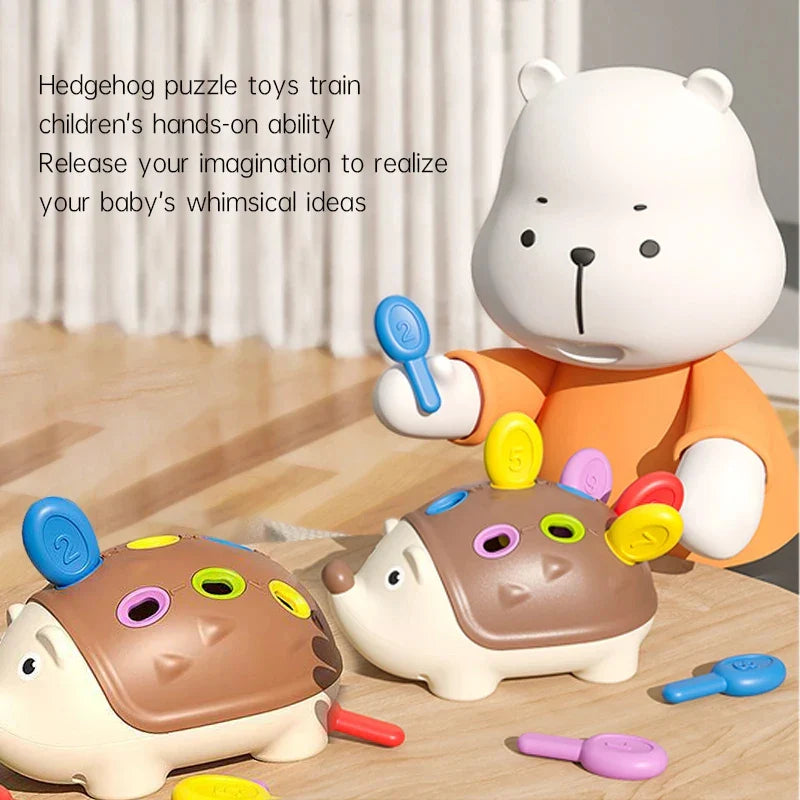Hedgehog Montessori sensory toy in colorful durable plastic for toddler fine motor skill development — view 2