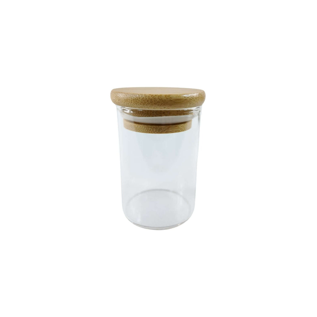 Clear 120ml glass spice jar with an airtight natural bamboo lid for kitchen pantry storage — view 5