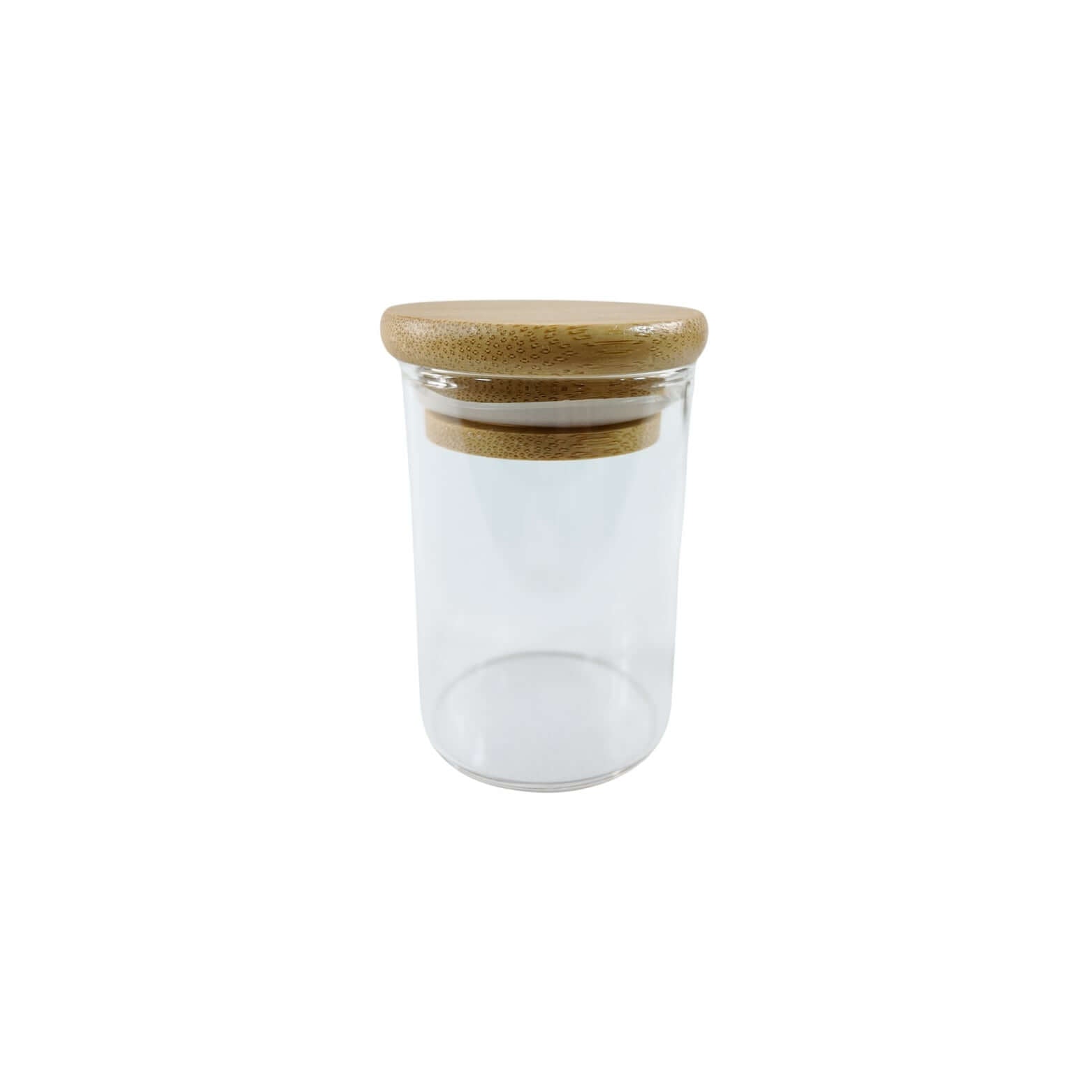 Clear 120ml glass spice jar with an airtight natural bamboo lid for kitchen pantry storage — view 5