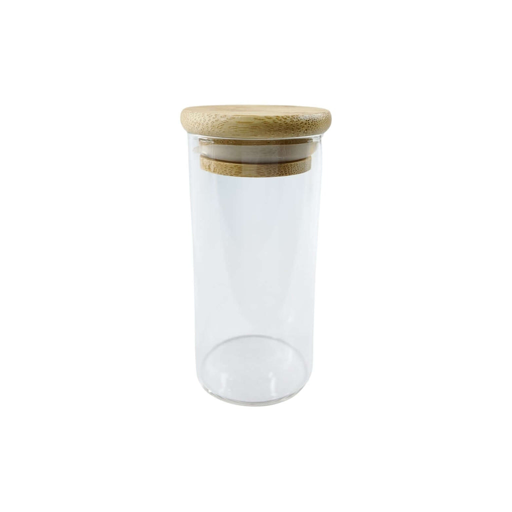 Clear 160ml glass spice jar with natural bamboo lid and airtight silicone seal for pantry organisation — view 4