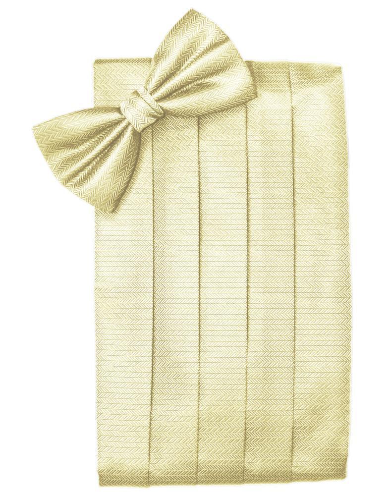 Men's herringbone patterned cummerbund and bow tie set in premium woven satin material — view 5