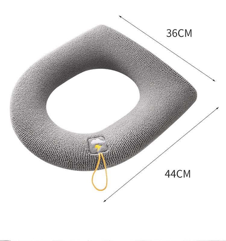 Gray thick plush winter warm toilet seat cover mat in soft polyacrylonitrile fiber — view 5