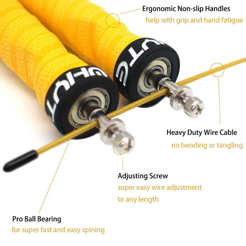 Pro CrossFit jump rope with ergonomic non-slip handles and adjustable weighted cable for fitness training — view 3