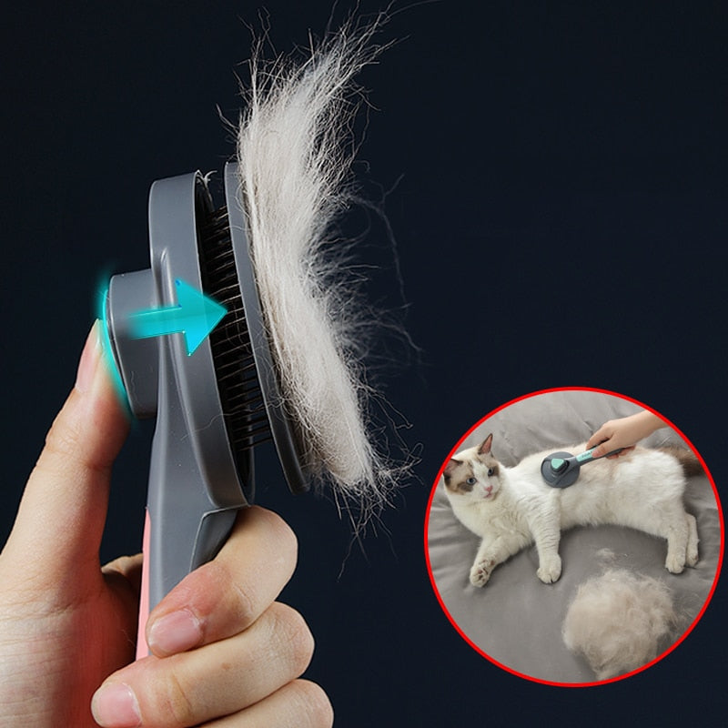 OBA self-cleaning pet grooming slicker brush with ergonomic non-slip handle and gentle massage bristles. — view 3