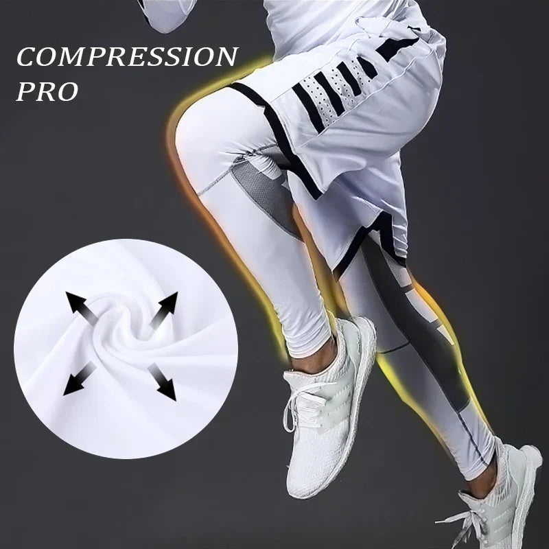 Men's multi-sport compression leggings featuring a breathable stretch fabric and secure elastic waistband for workouts — view 5