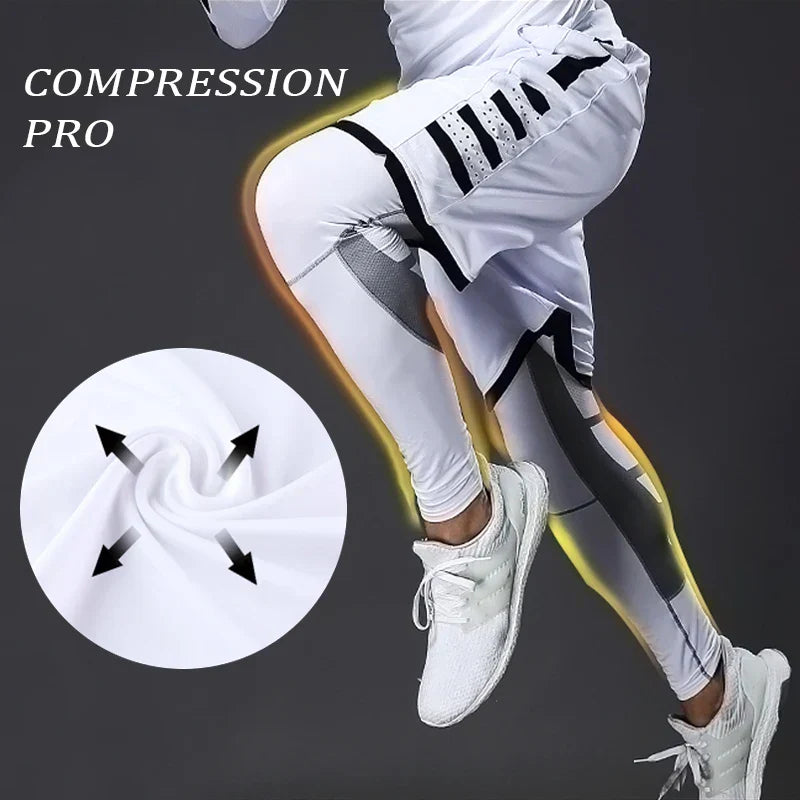 Men's black multi-sport compression leggings made of breathable, quick-dry fabric with an elastic waistband. — view 5
