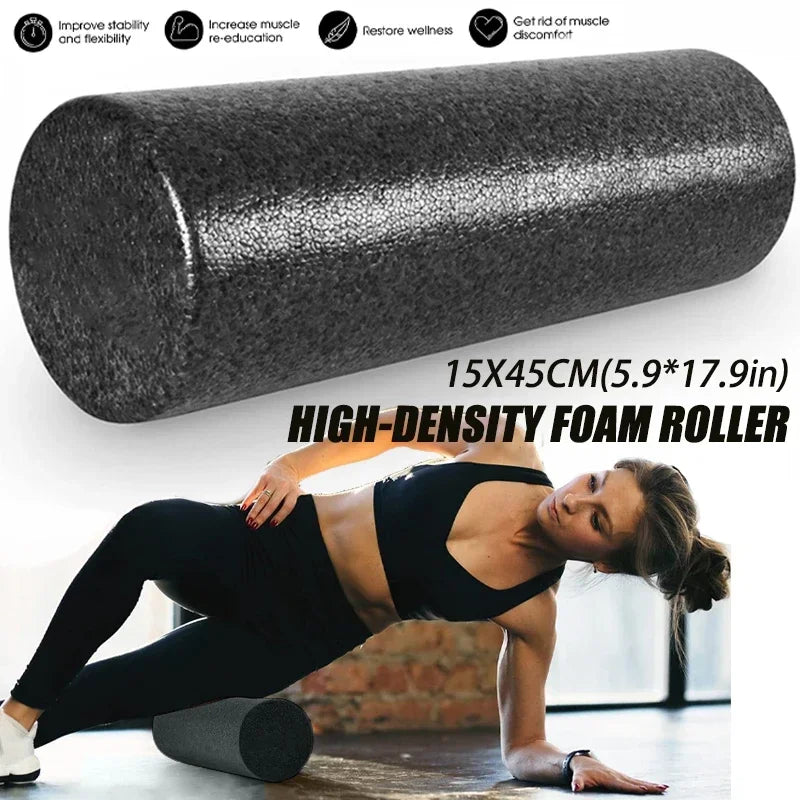 Black high-density EPP foam roller for deep tissue massage, yoga, and physical therapy recovery. — view 2