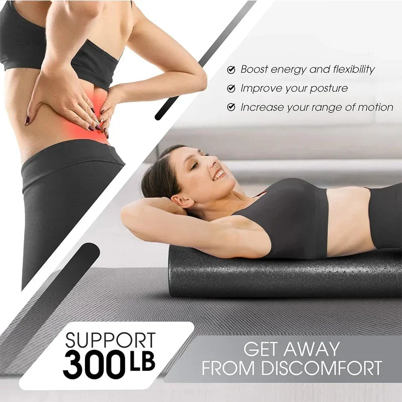 Black high-density EPP foam roller for deep tissue massage, yoga, and physical therapy recovery. — view 4