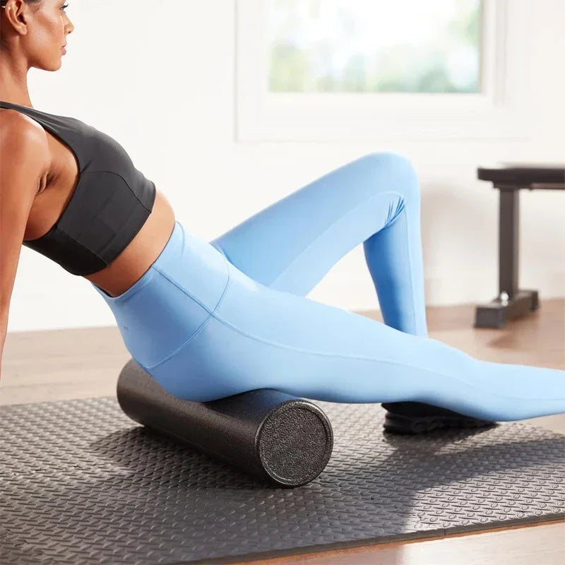 Black high-density EPP foam roller for deep tissue massage, yoga, and physical therapy recovery. — view 5