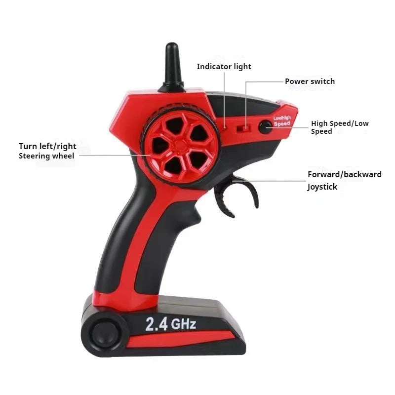 High-speed 1/14 scale RC drift racing car with remote controller and interchangeable rubber wheels — view 5