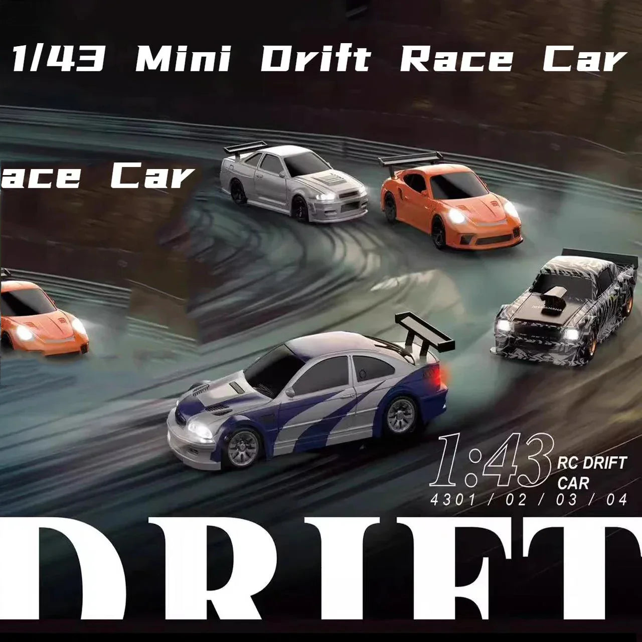 1/43 scale high-speed RC drift car in durable plastic and metal with remote controller — view 2