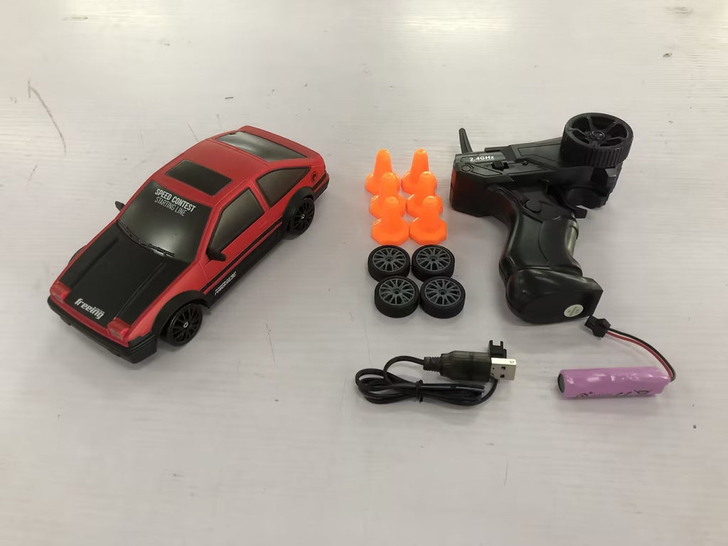 High-Speed 2.4G 4WD RC drift car toy in durable plastic with racing tires and traffic cones — view 4