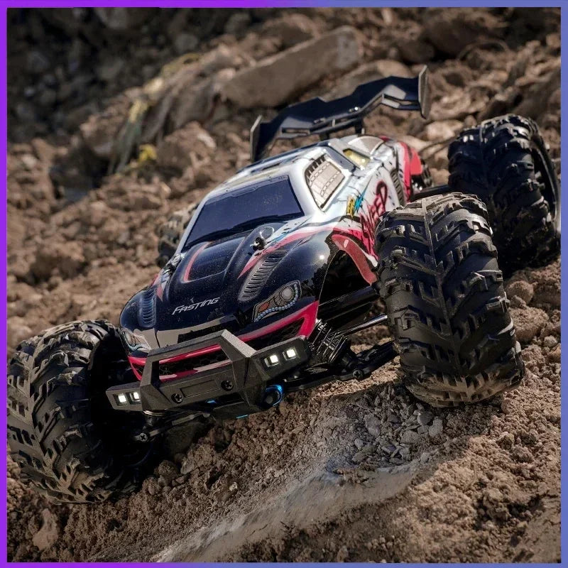 High-speed 1:16 RC monster truck in durable off-road design with bright LED headlights — view 4