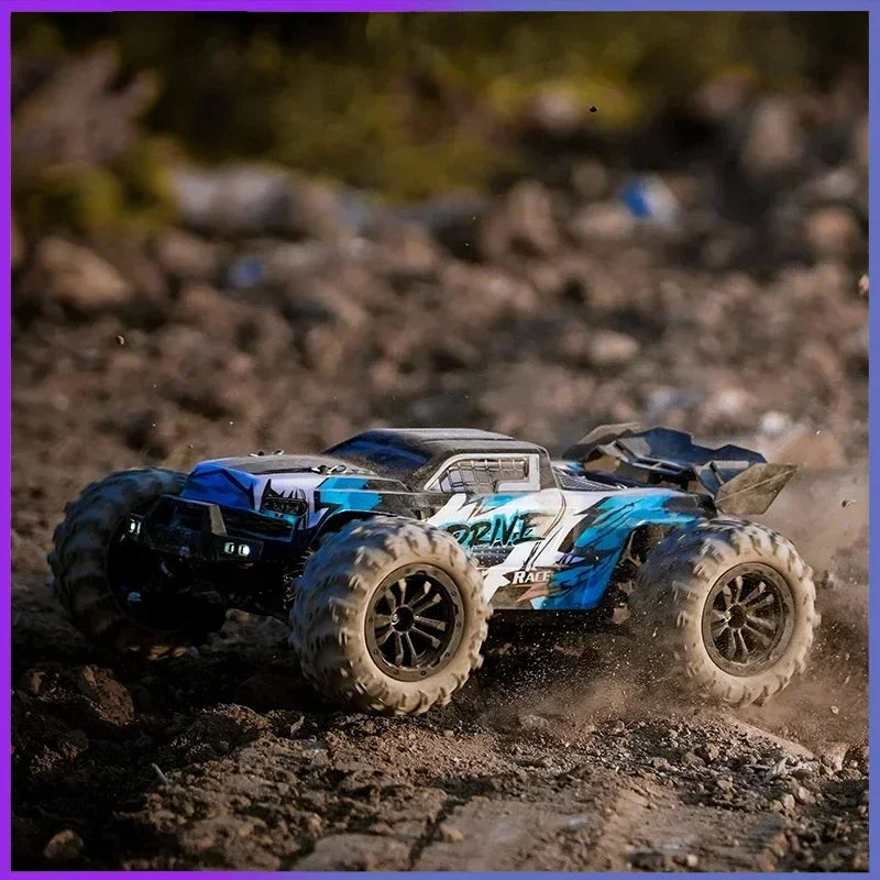 High-speed 1:16 RC monster truck in durable off-road design with bright LED headlights — view 5
