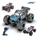 High-speed 1:18 scale remote control monster truck with off-road tires and colorful LED lights