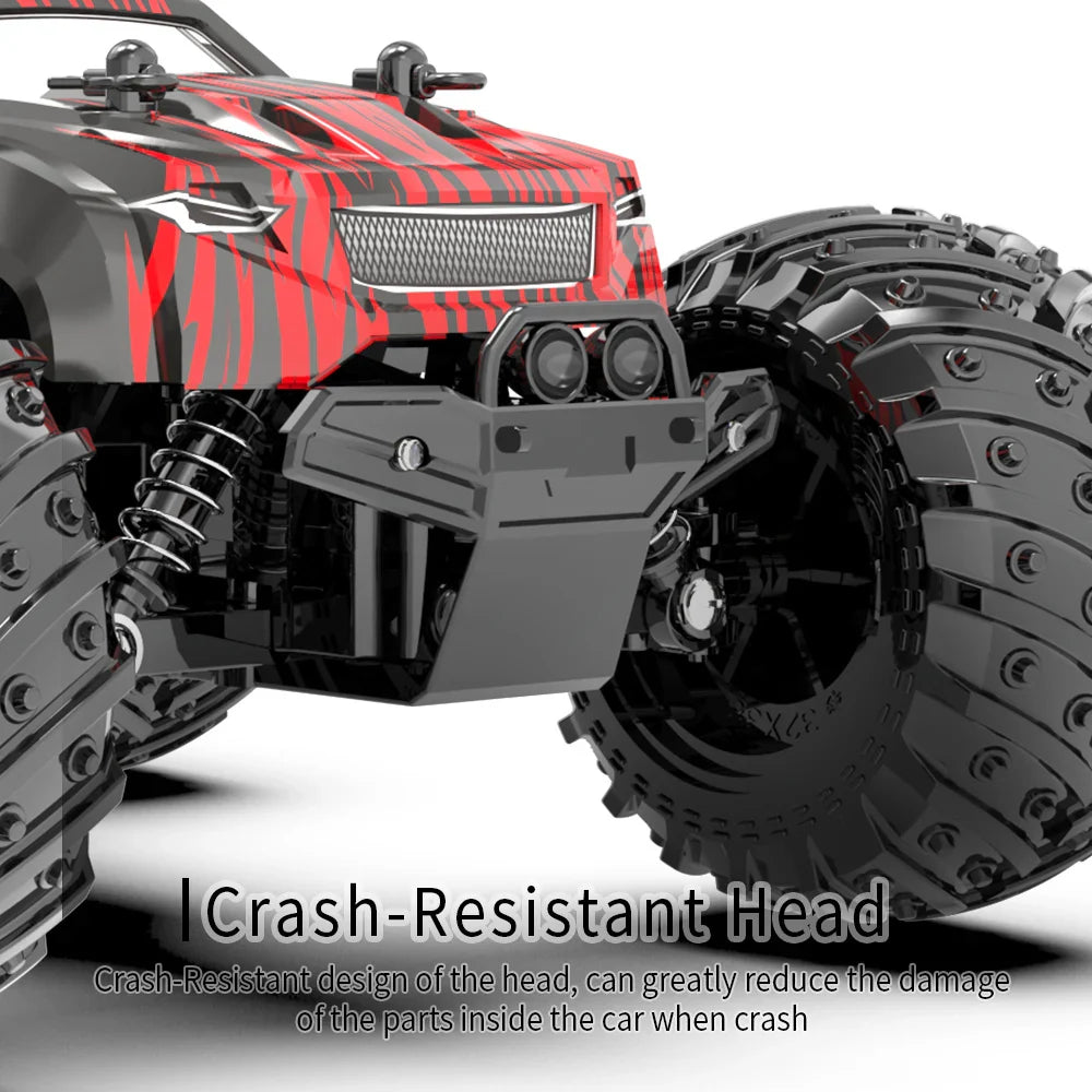 High-speed 1:18 scale remote control monster truck with off-road tires and colorful LED lights — view 5