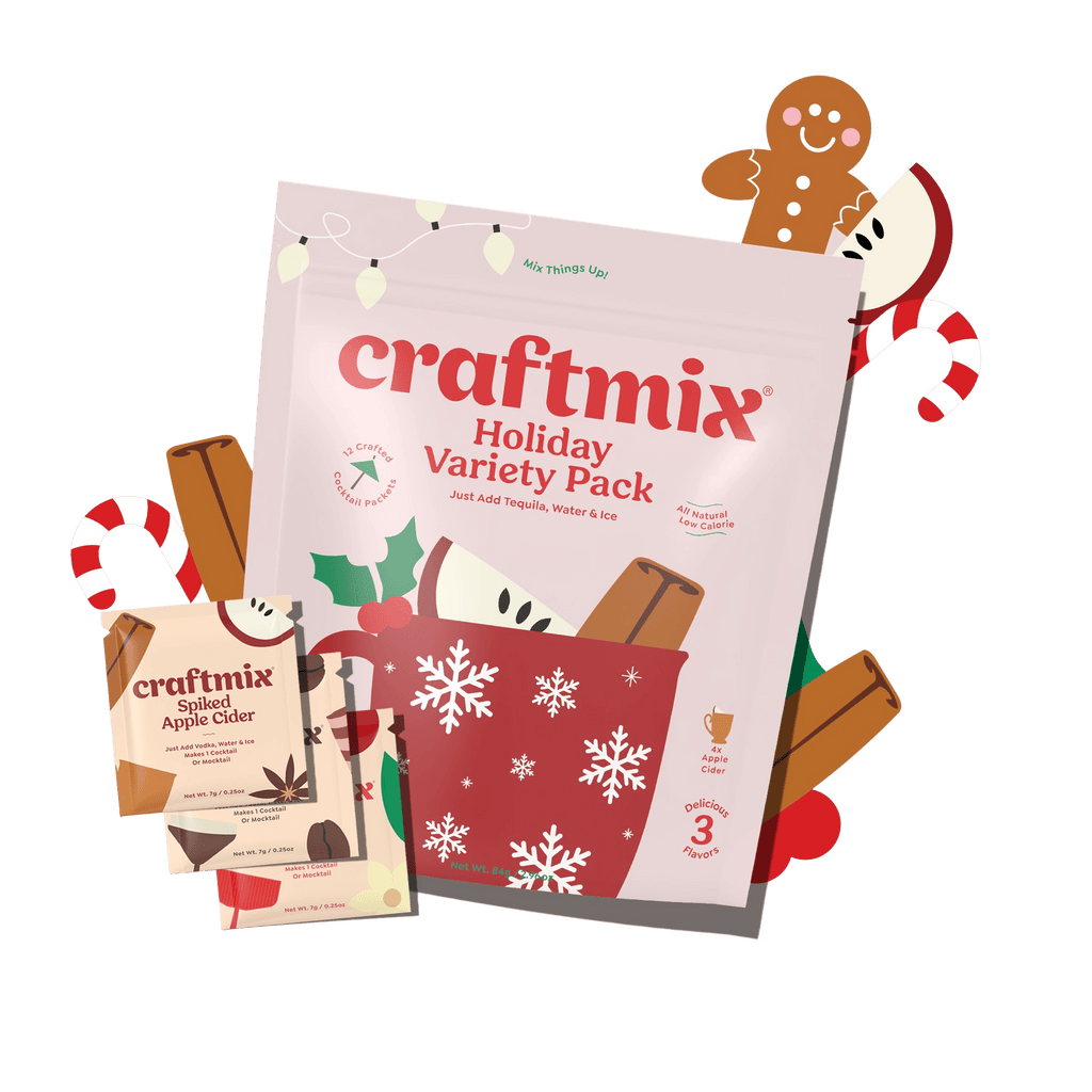 Craftmix holiday variety pack with 12 cocktail mix packets in festive winter packaging — view 2