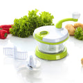 Manual vegetable chopper in white plastic for efficient and minimalist home kitchen food preparation