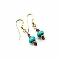 Hot Pink and Turquoise Gemstone 14 K Gold Filled Earrings-0