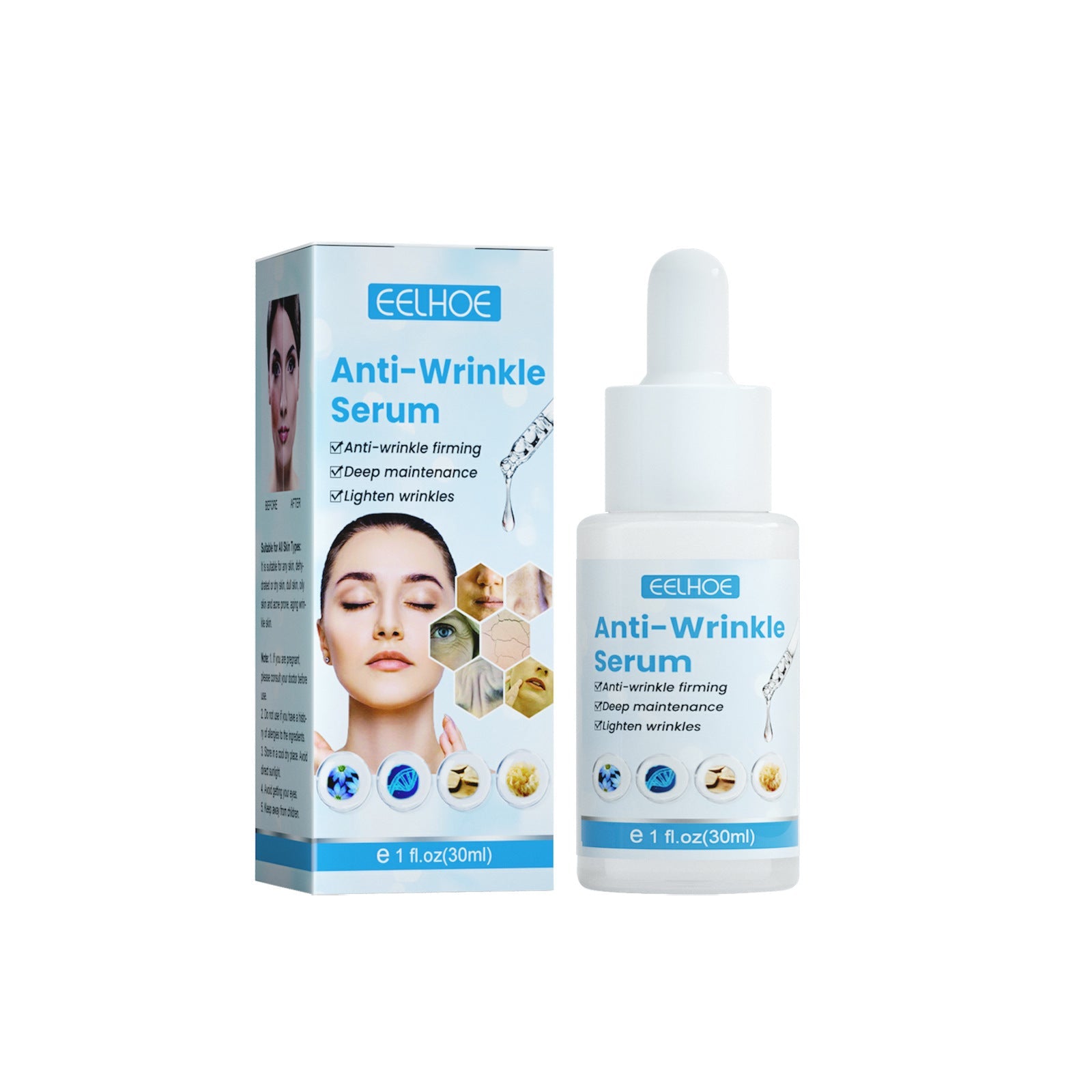 Hyaluronic acid facial essence care set in a 30ml bottle for deep skin hydration — view 3