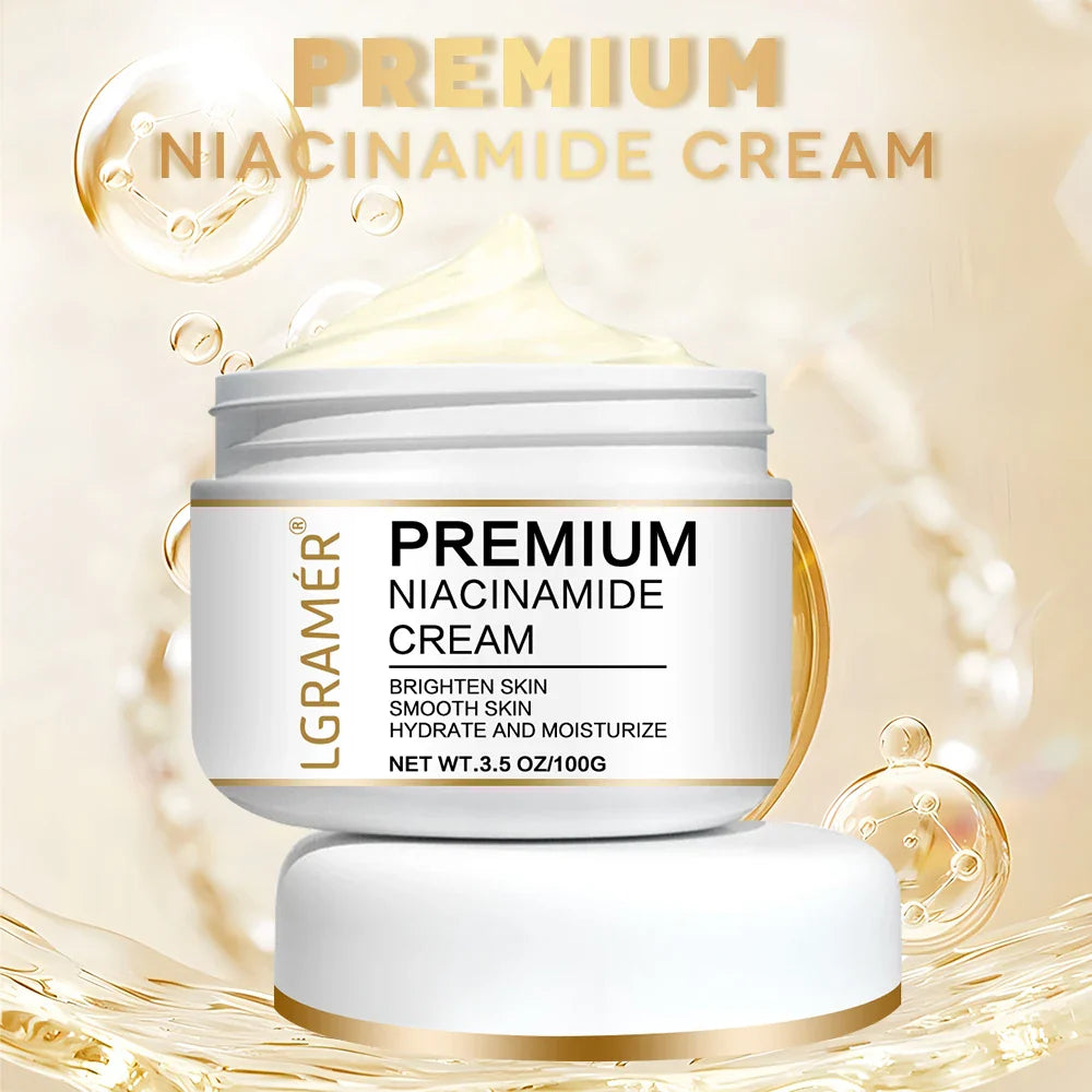 LGRAMER Gold Hyaluronic Acid Nicotinamide Face Essence bottle for deep moisturization and skin brightening