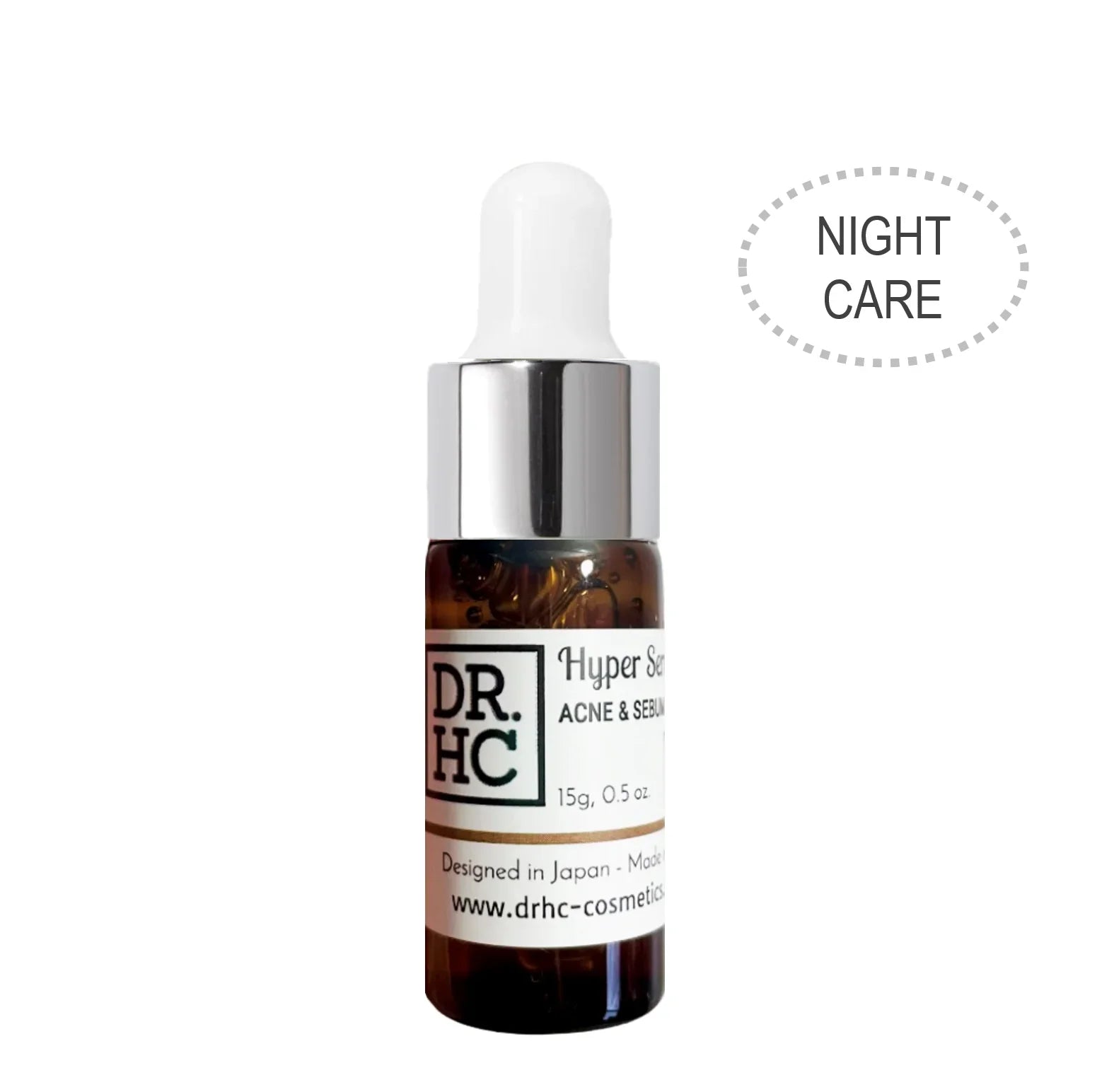 DR.HC night care acne and sebum fighting hyper serum glass dropper bottle for blemish control — view 3