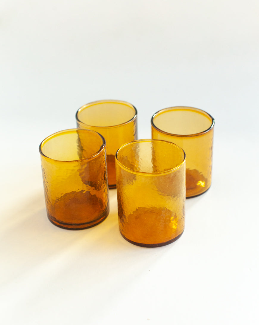 Handblown Hammered Small Carafe Glasses-3