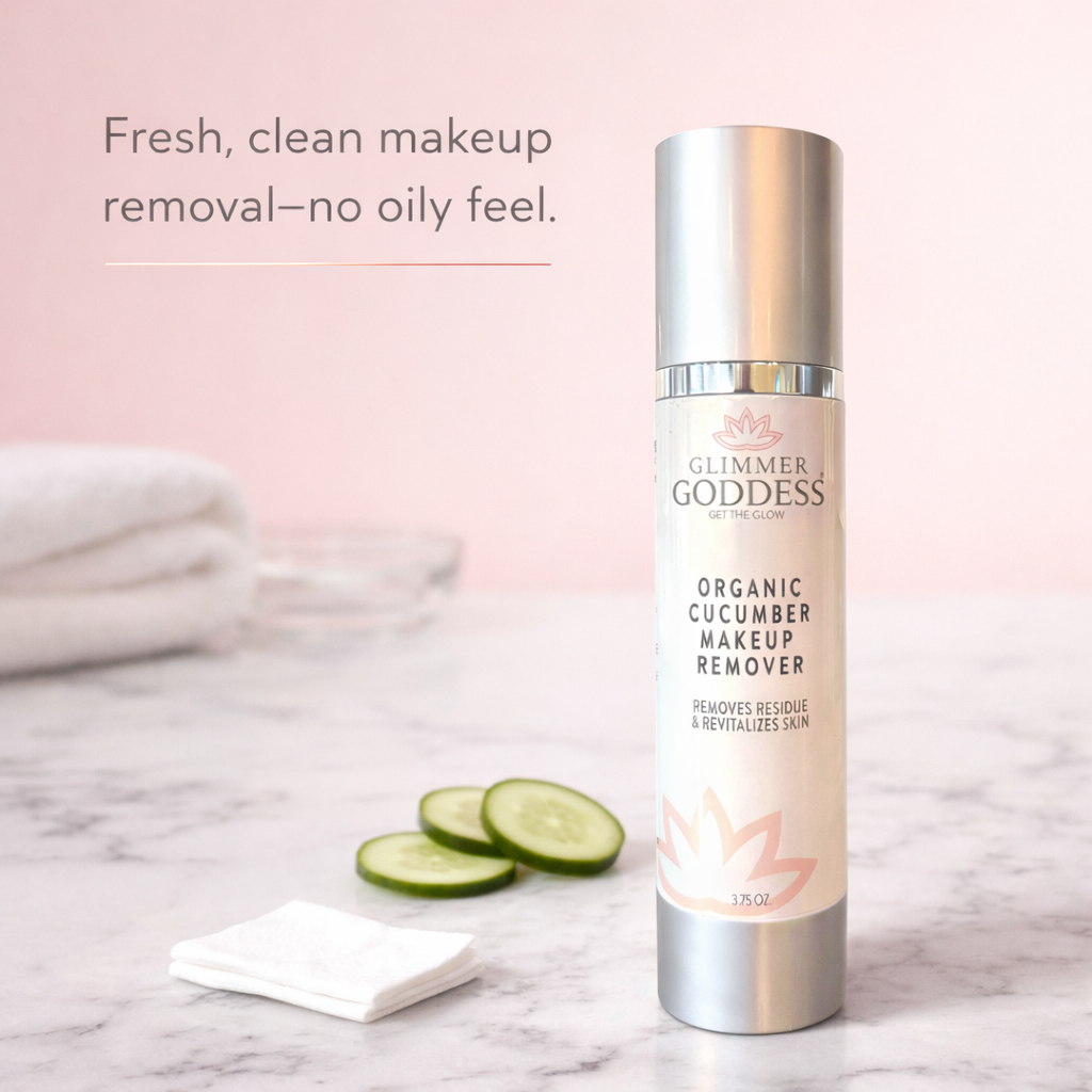 Bottle of organic cucumber makeup remover showcasing natural vegan liquid cleanser for gentle face wash. — view 4