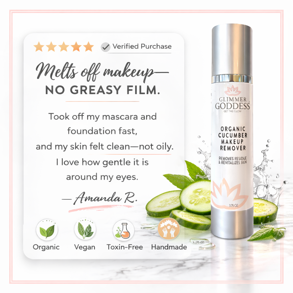 Bottle of organic cucumber makeup remover showcasing natural vegan liquid cleanser for gentle face wash. — view 5