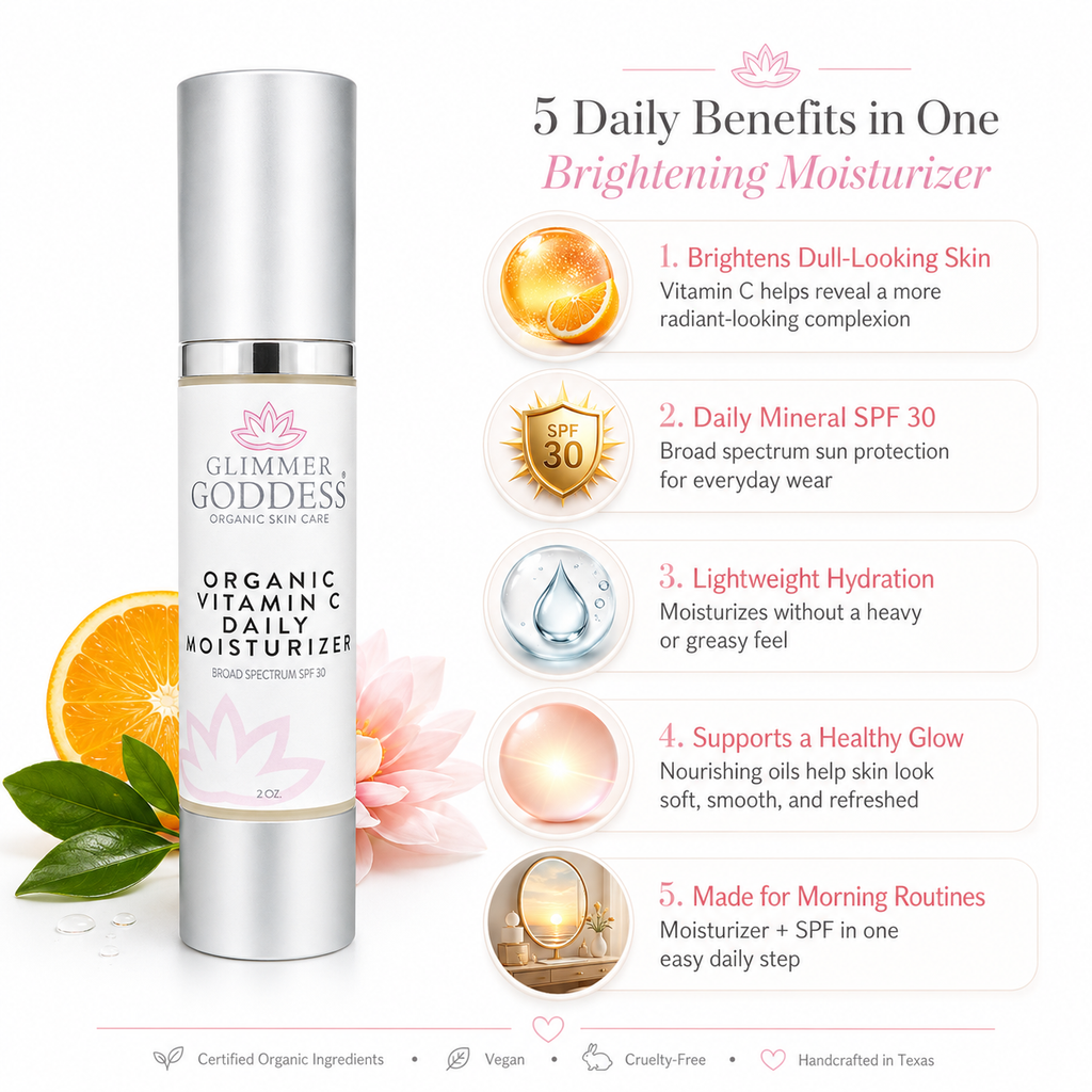 Jar of organic vitamin C daily moisturizer SPF 30 with sea buckthorn and pomegranate oils — view 3