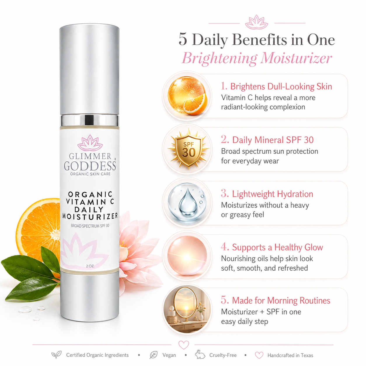 Jar of organic vitamin C daily moisturizer SPF 30 with sea buckthorn and pomegranate oils — view 3